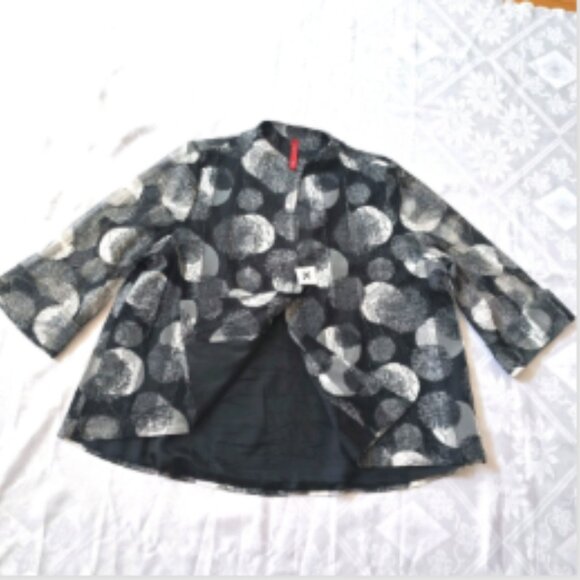 IC by Connie K Jacket Circle Textured Art-to-Wear Asymmetrical sz XXL Black Gray - Picture 13 of 17